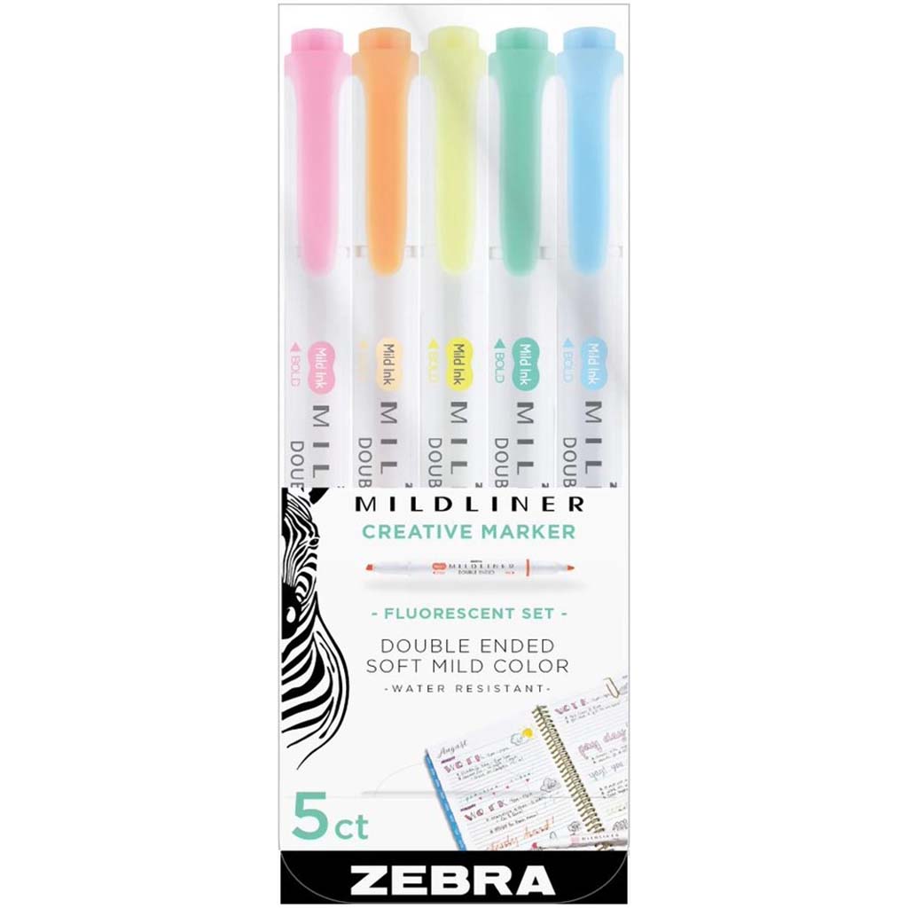 Zebra Mildliner Double Ended Highlighter Set 5 Top Sellers Set