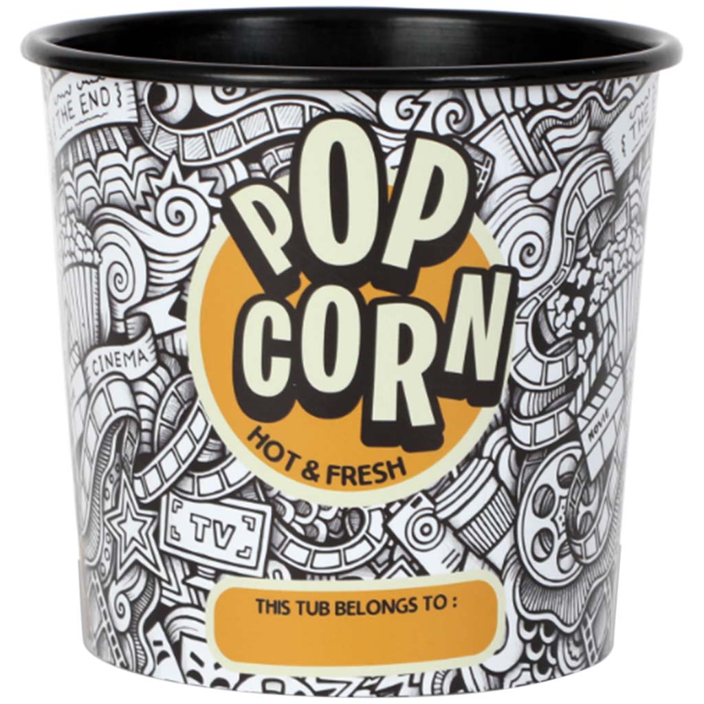 Small Black &amp; White Graffiti Popcorn Tub