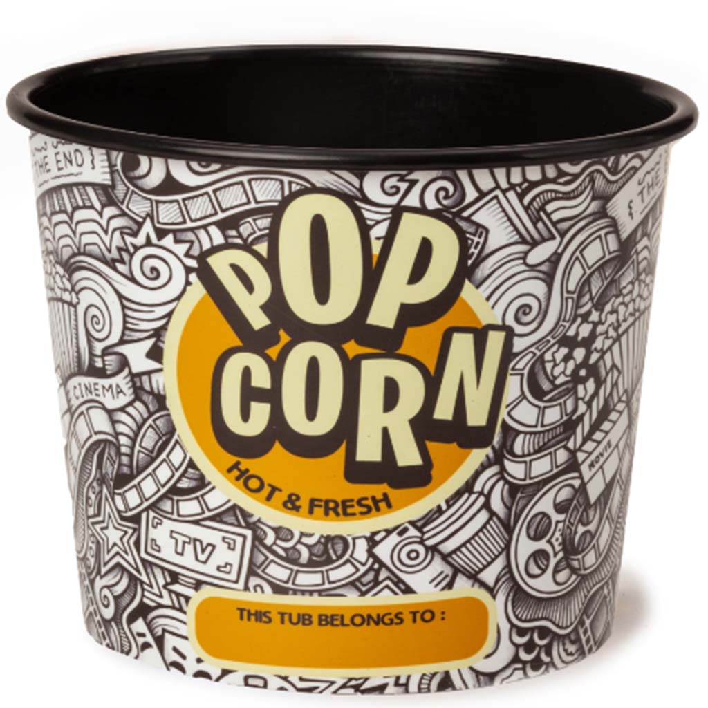 Medium Black &amp; White Graffiti Popcorn Tub