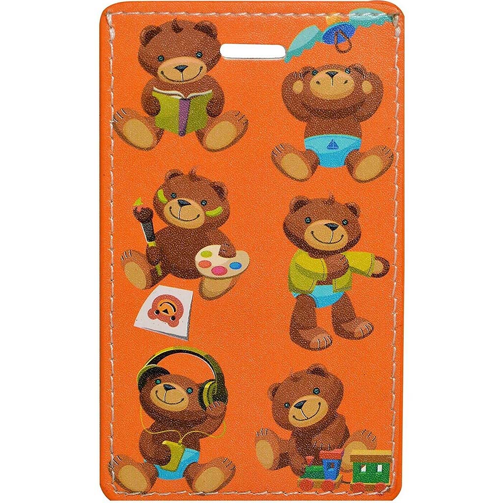 Leather Luggage Tag with kids print 2pk - Bear Design