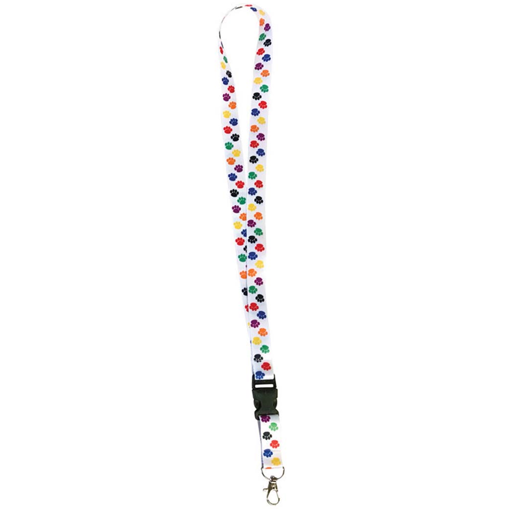 Colorful Paw Prints Lanyard