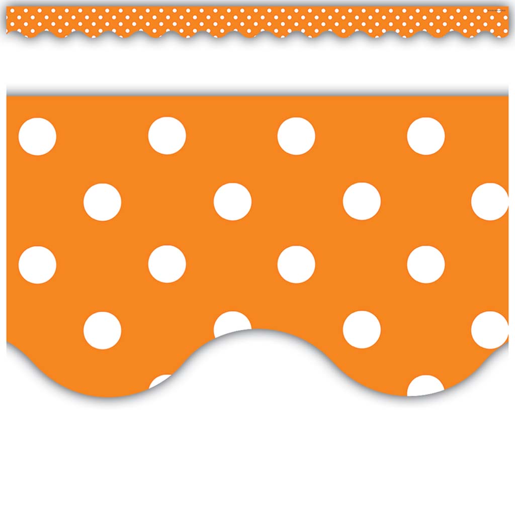 Orange Polka Dots Scalloped Border Trim, 35ft