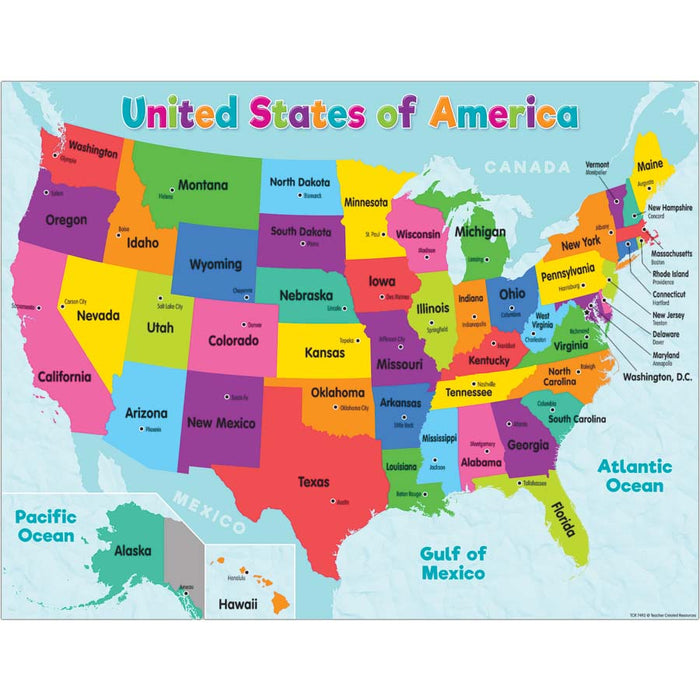 Colorful United States of America Map Chart
