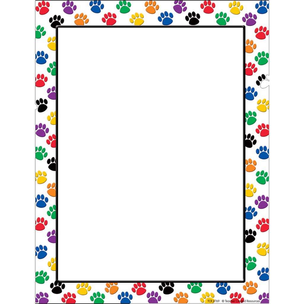 Colorful Paw Prints Computer Paper