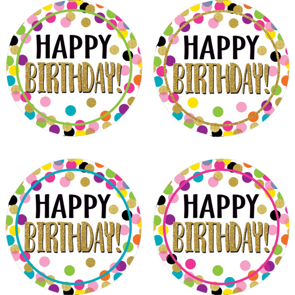 Confetti Happy Birthday Wear &#39;Em Badges