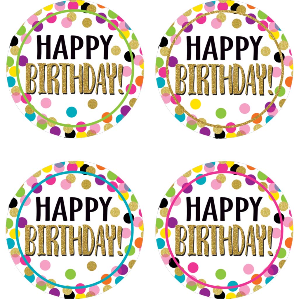 Confetti Happy Birthday Wear 'Em Badges