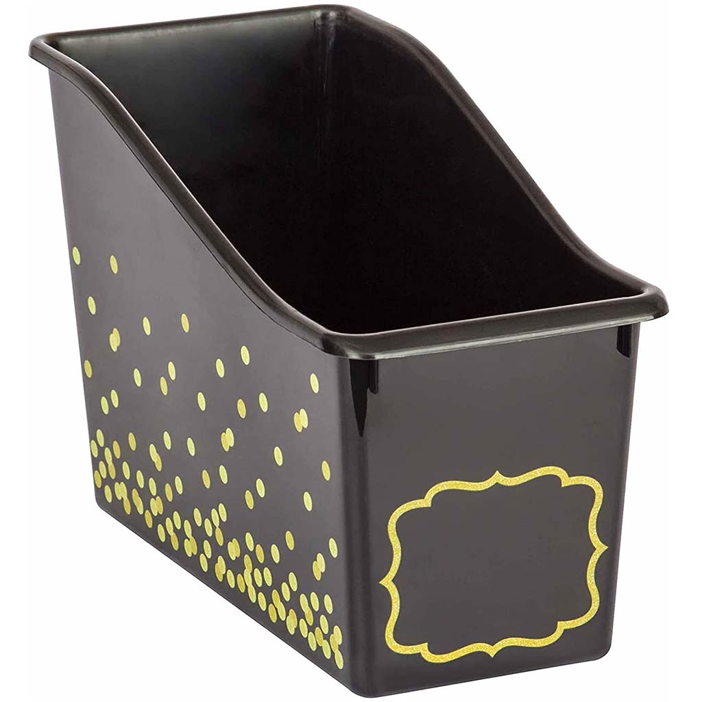 Black Confetti Plastic Book Bin