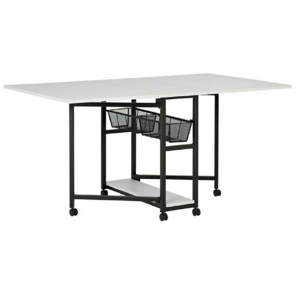 Sew Ready Mobile Fabric Cutting Table with Storage Charcoal/White