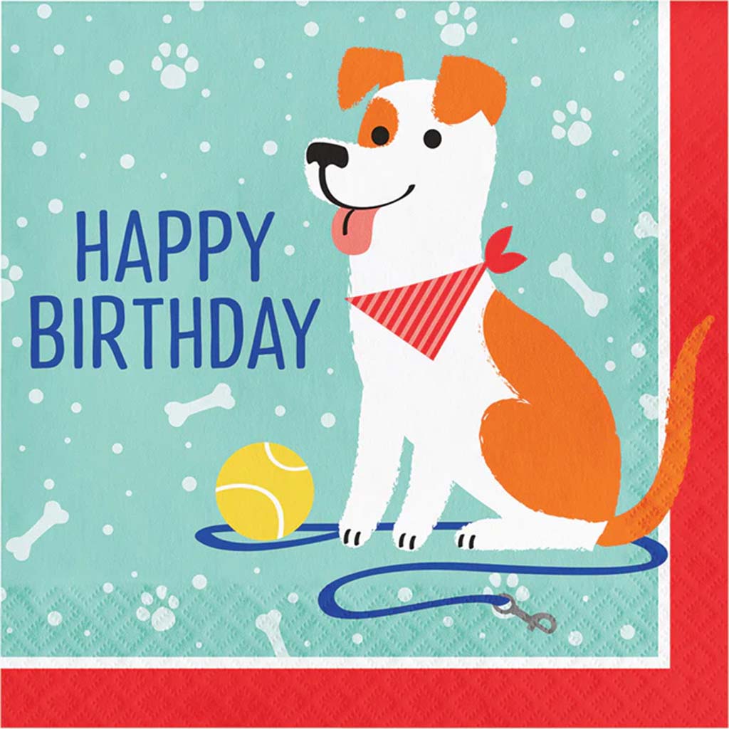 Dog Party Birthday Lunch Napkins 2ply, 16ct