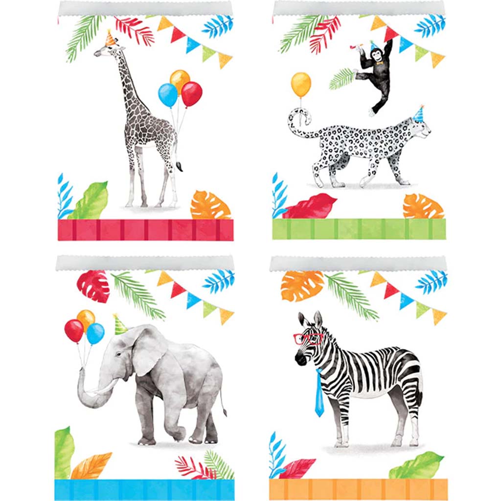 Party Animals Paper Treat Bags, Assorted Designs