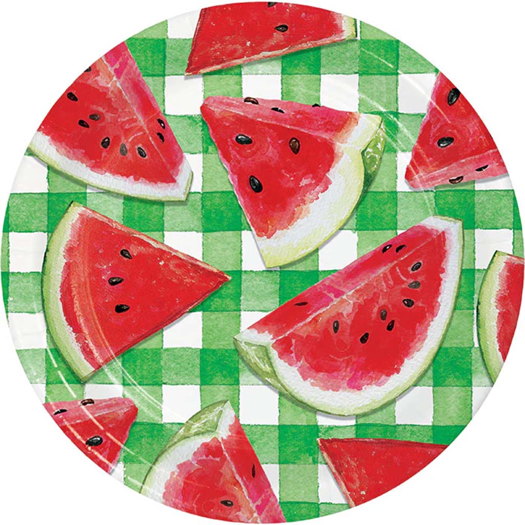 Watermelon Check Lunch Plate 7in, 8ct