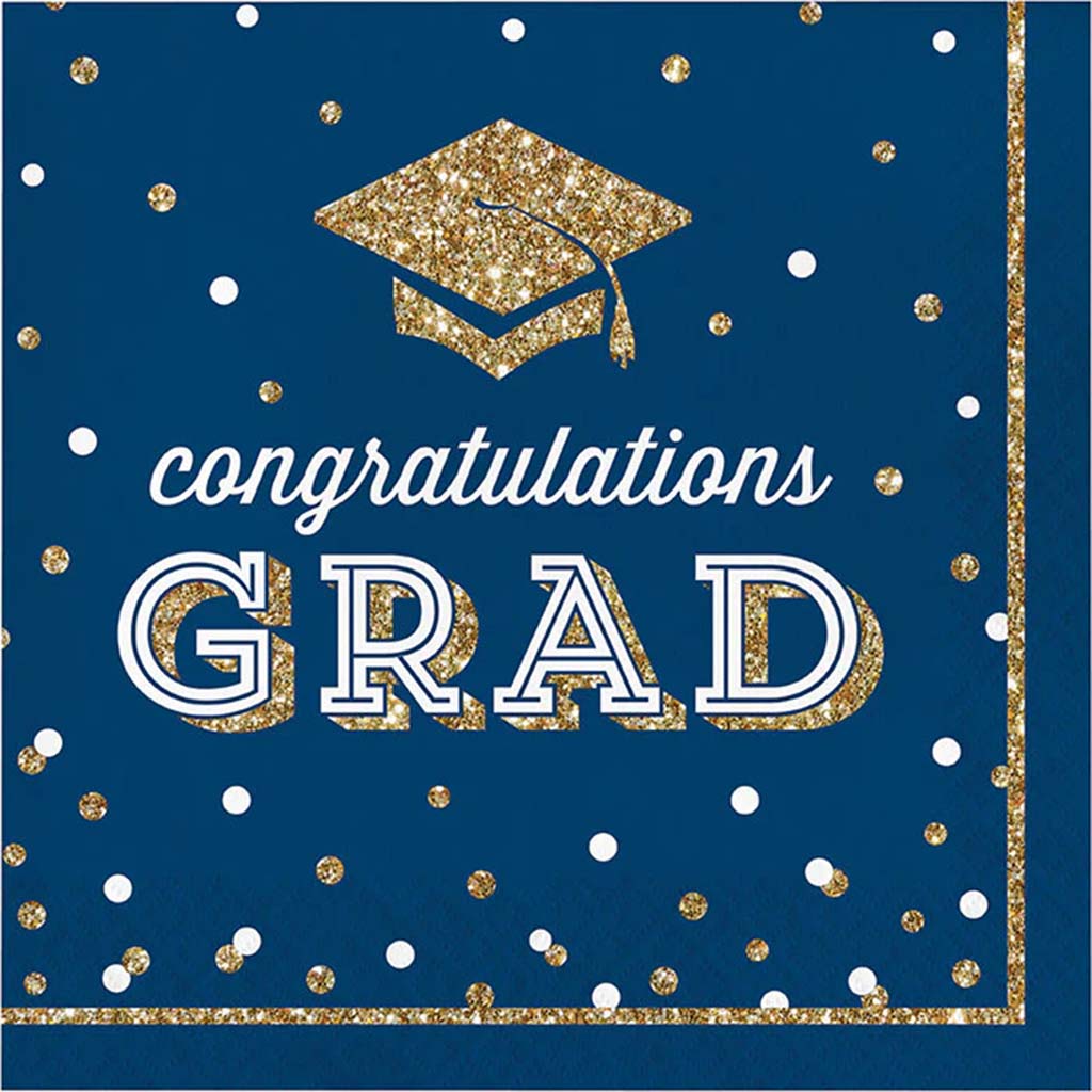 Mid Count Glittering Grad  Lunch Napkins 2ply, 16ct