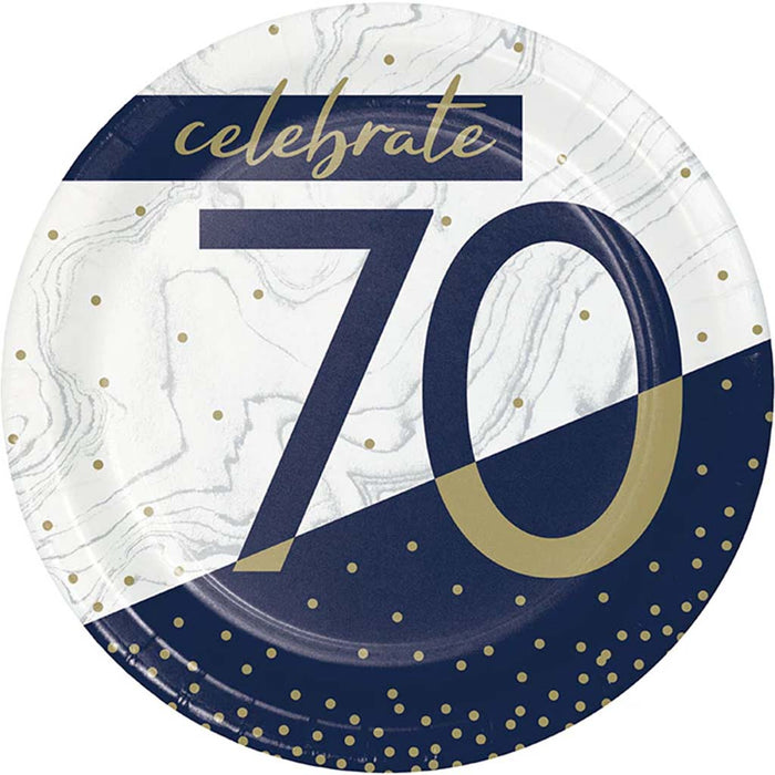 70 Navy & Gold Milestone Lunch Plate 7in, 8ct