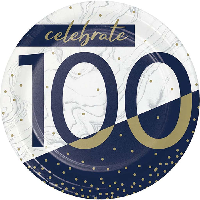 100 Navy & Gold Milestone Lunch Plate 7in, 8ct