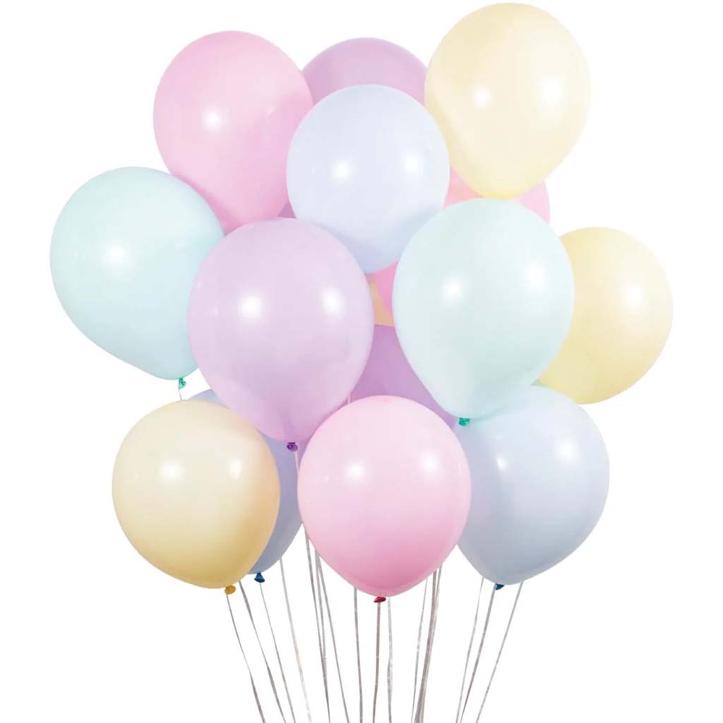 Asst Pastel Colors Birthday Latex Balloons 12in, 15ct