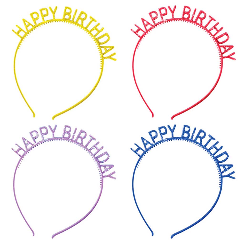 Plastic Headbands with Glitter Birthday