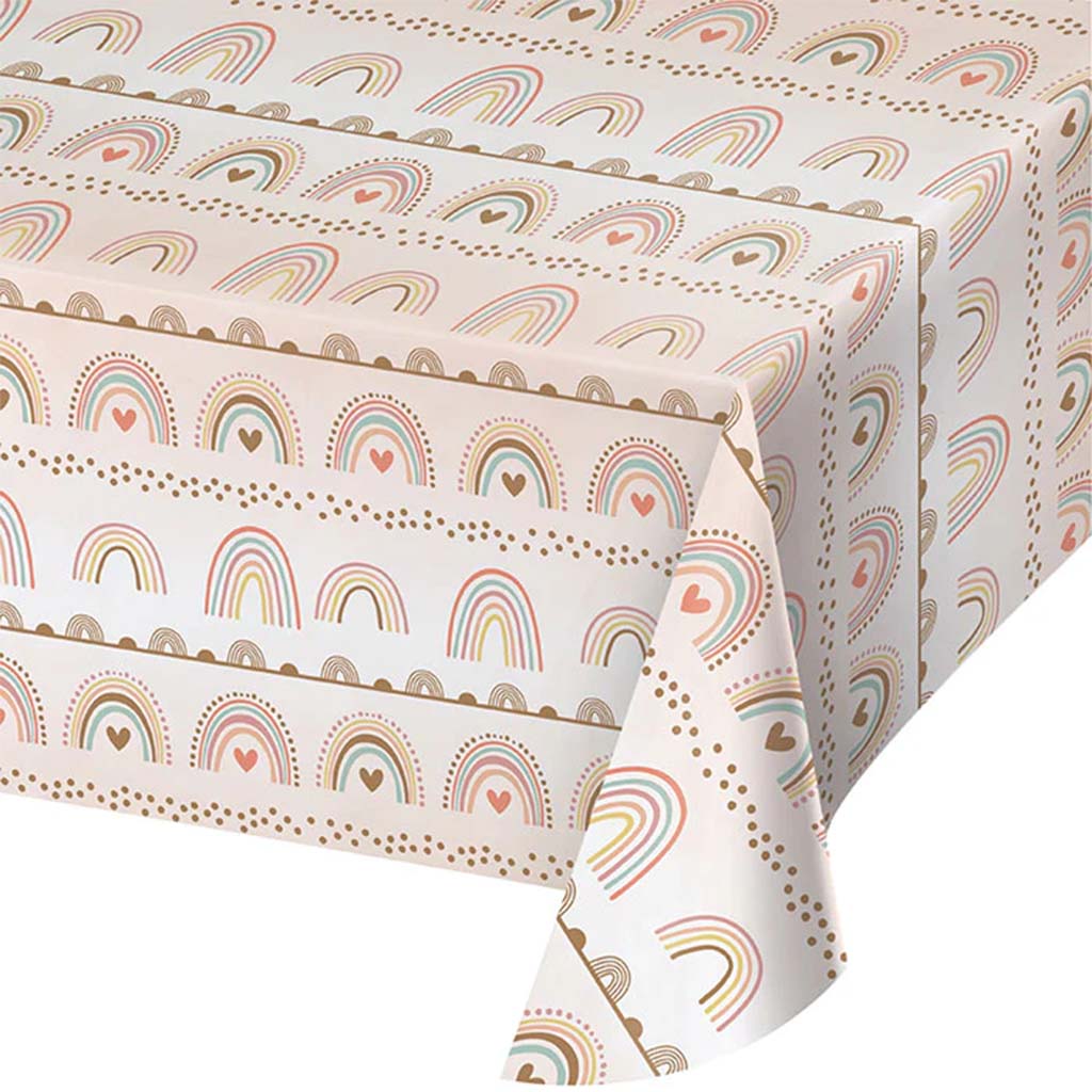 Boho Rainbow Paper Tablecover, 54in x 102in