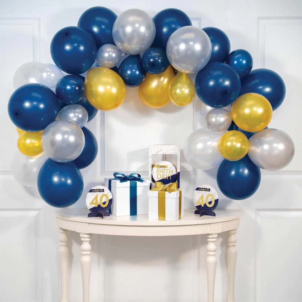 Navy, Gold &amp; Silver Balloon Garland Kit, 6ft