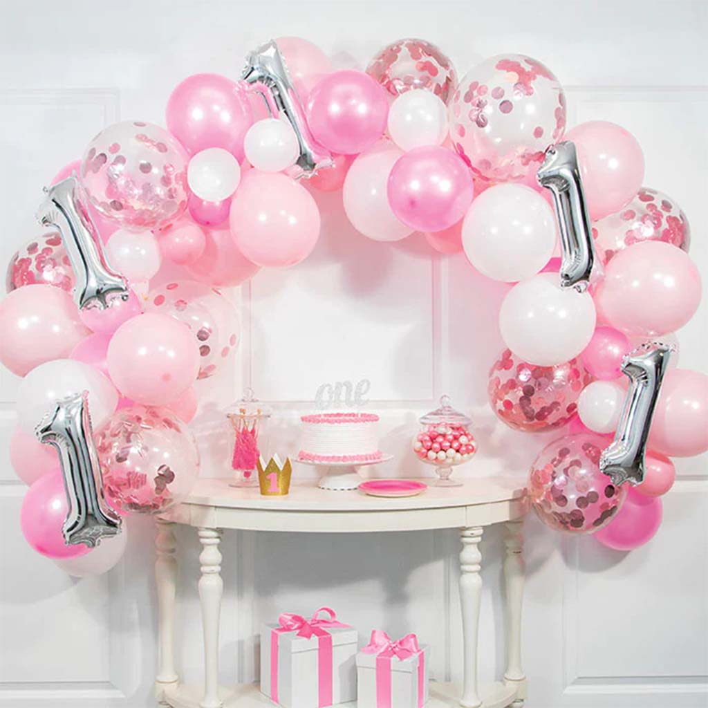 Pink 1st Birthday Balloon Garland Kit 10ft