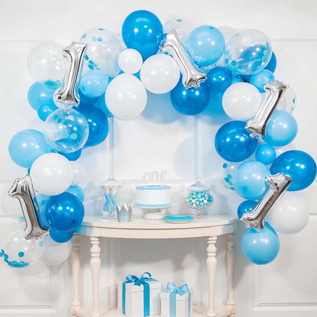 Blue 1st Birthday Balloon Garland Kit 10ft