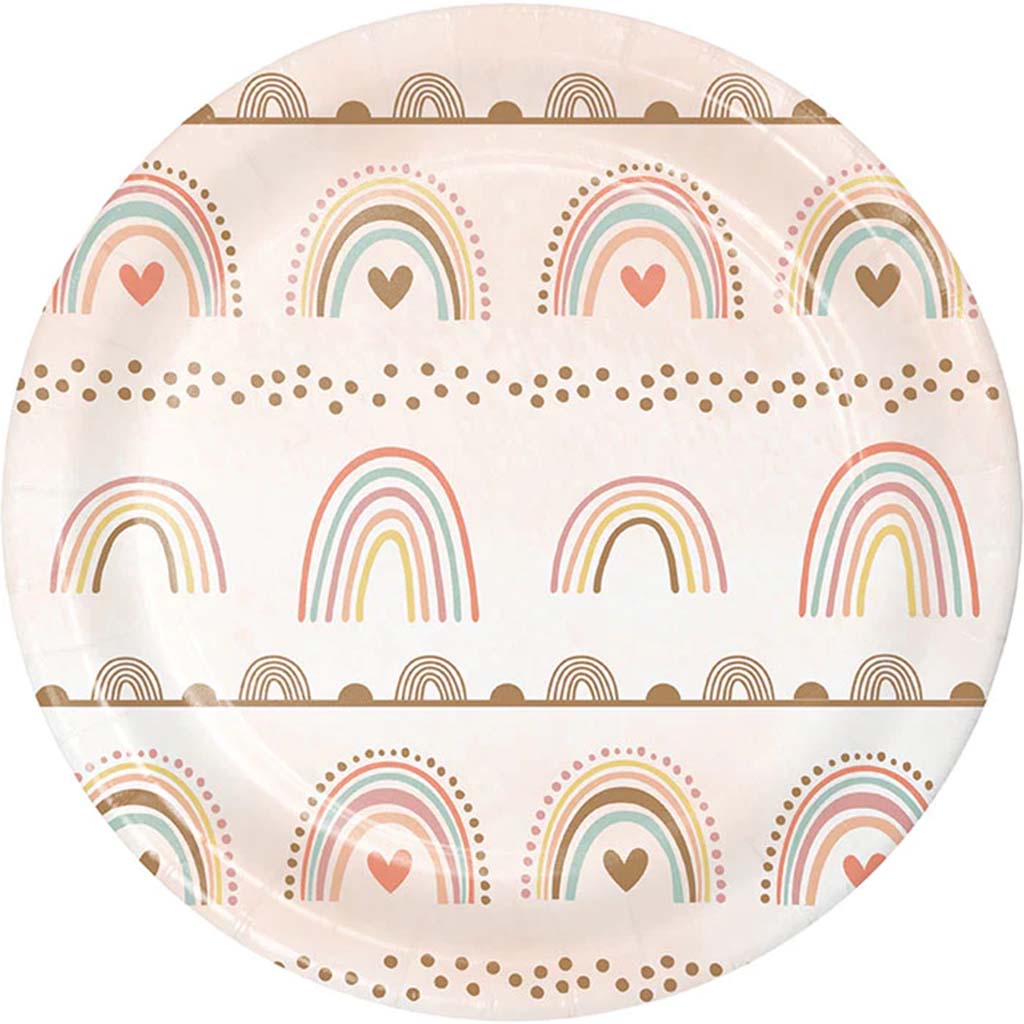 Boho Rainbow Lunch Plate 7in, 8ct