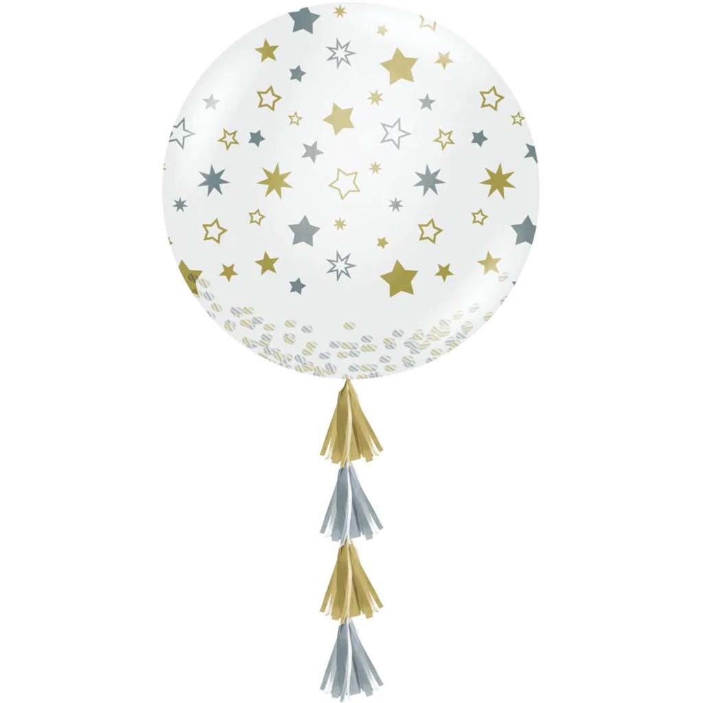 Starry Night Latex Balloon 36in with Confetti &amp; Tassels 1ct