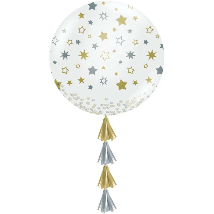 Starry Night Latex Balloon 36in with Confetti & Tassels 1ct
