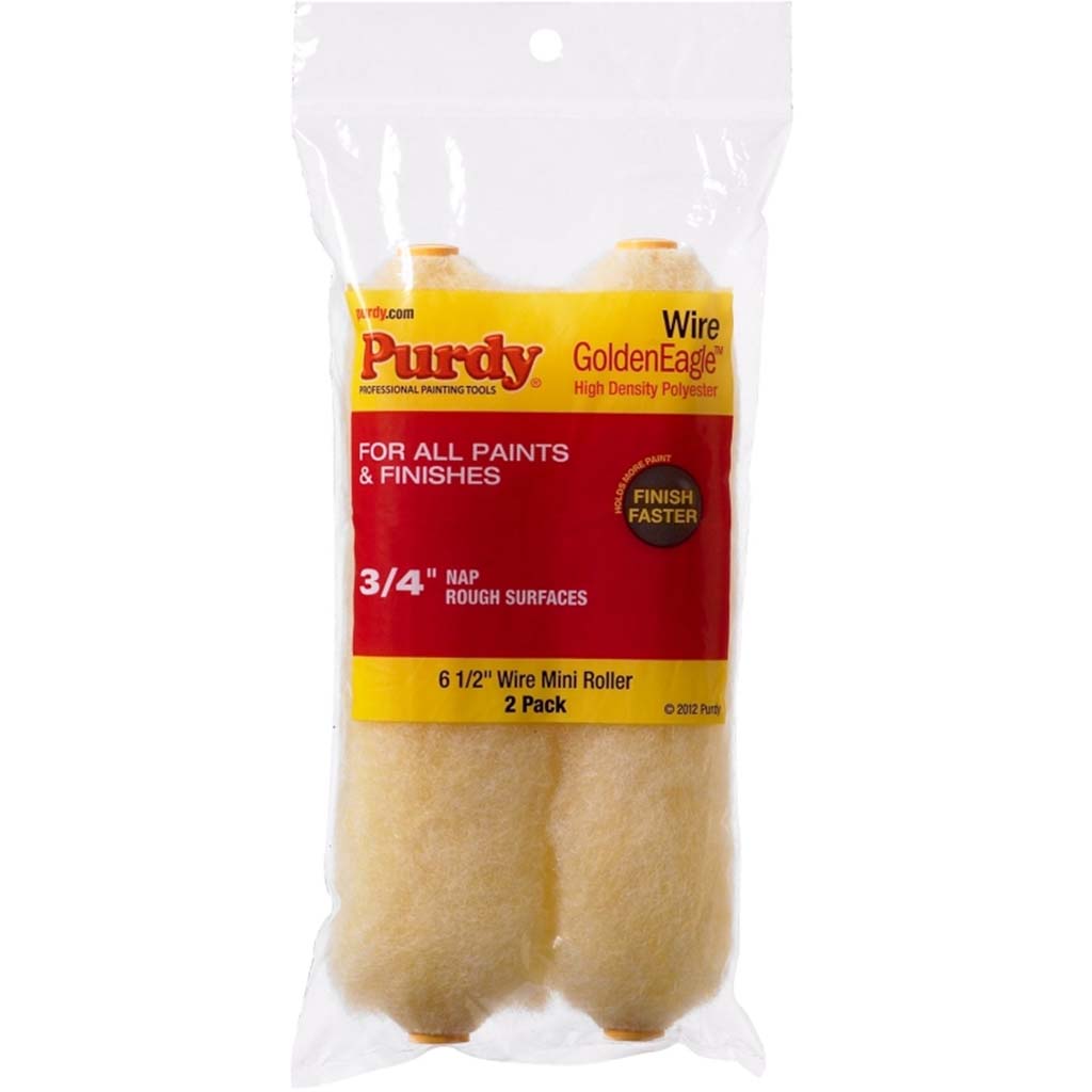 Purdy Golden Eagle Roller Cover, 3/4 in Thick Nap, 6-1/2 in L, Polyester Cover