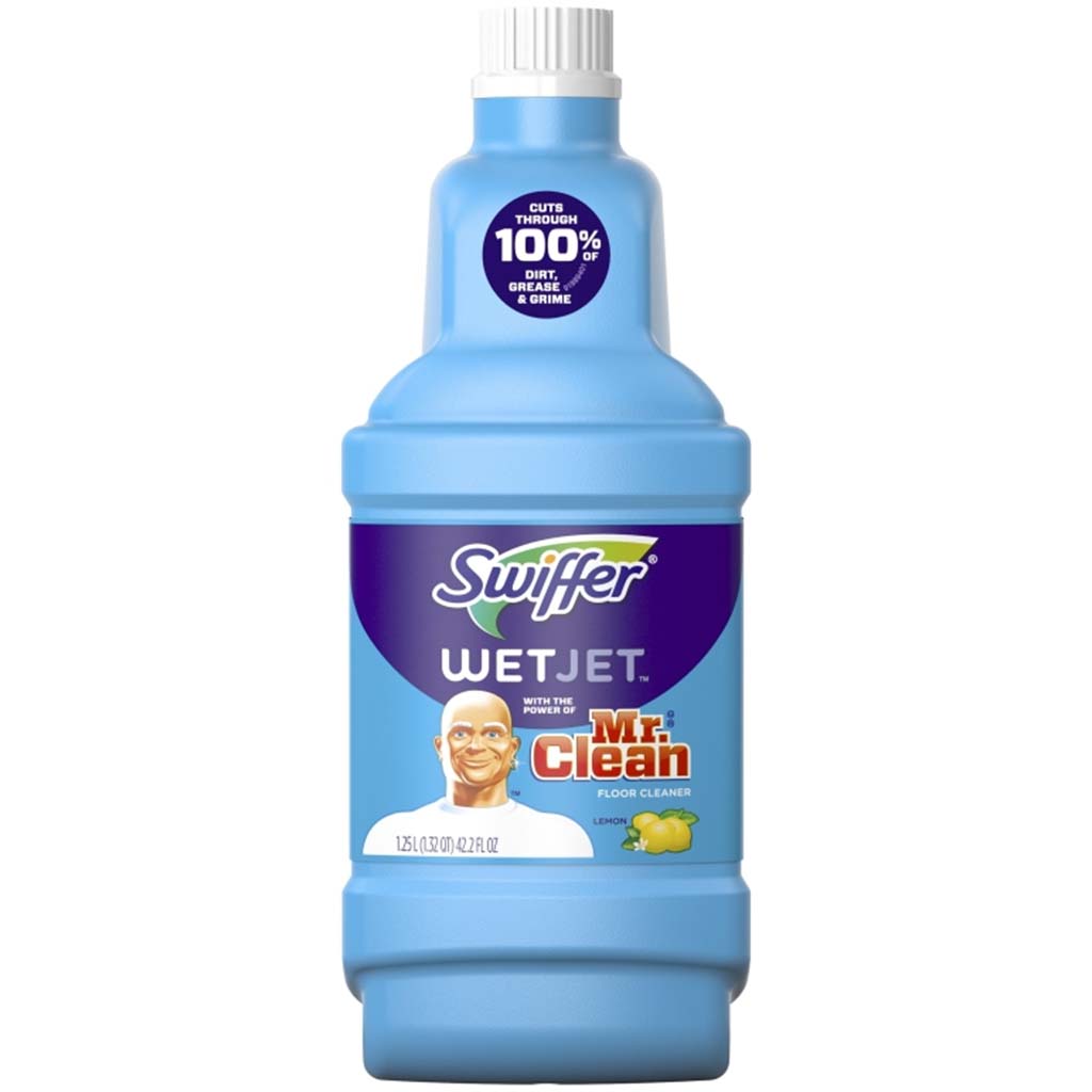 Swiffer WetJet Multi-Surface Cleaner Solution Refill, 1.25 L Bottle, Liquid, Sweet Citrus, Zest, Clear