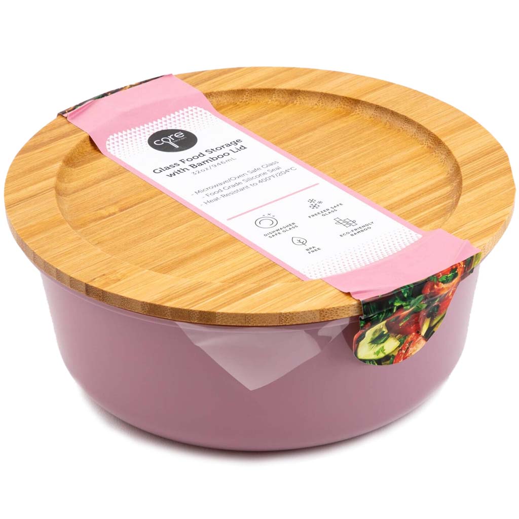 Concave Bamboo Colored Glass Container, 32oz