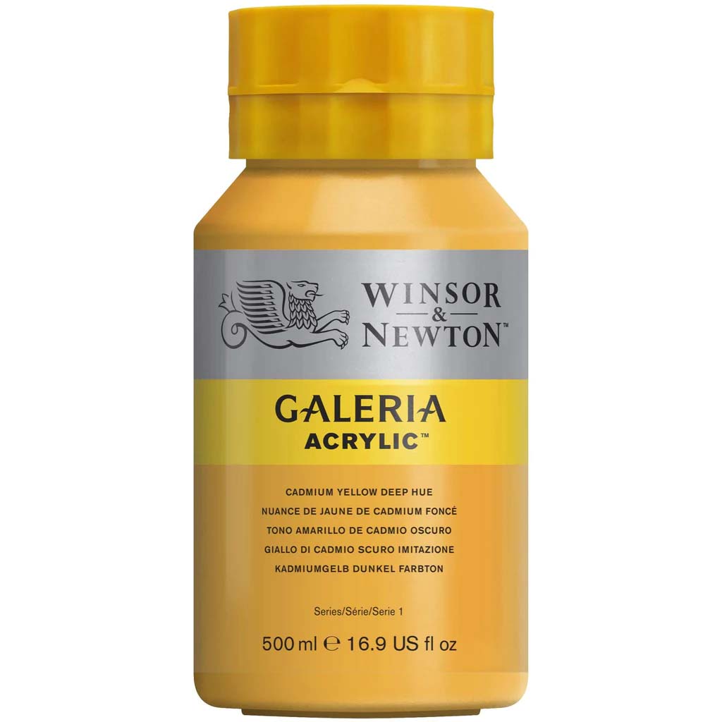 Winsor &amp; Newton Galeria Flow Acrylics 500ml Cadmium Yellow Deep Hue