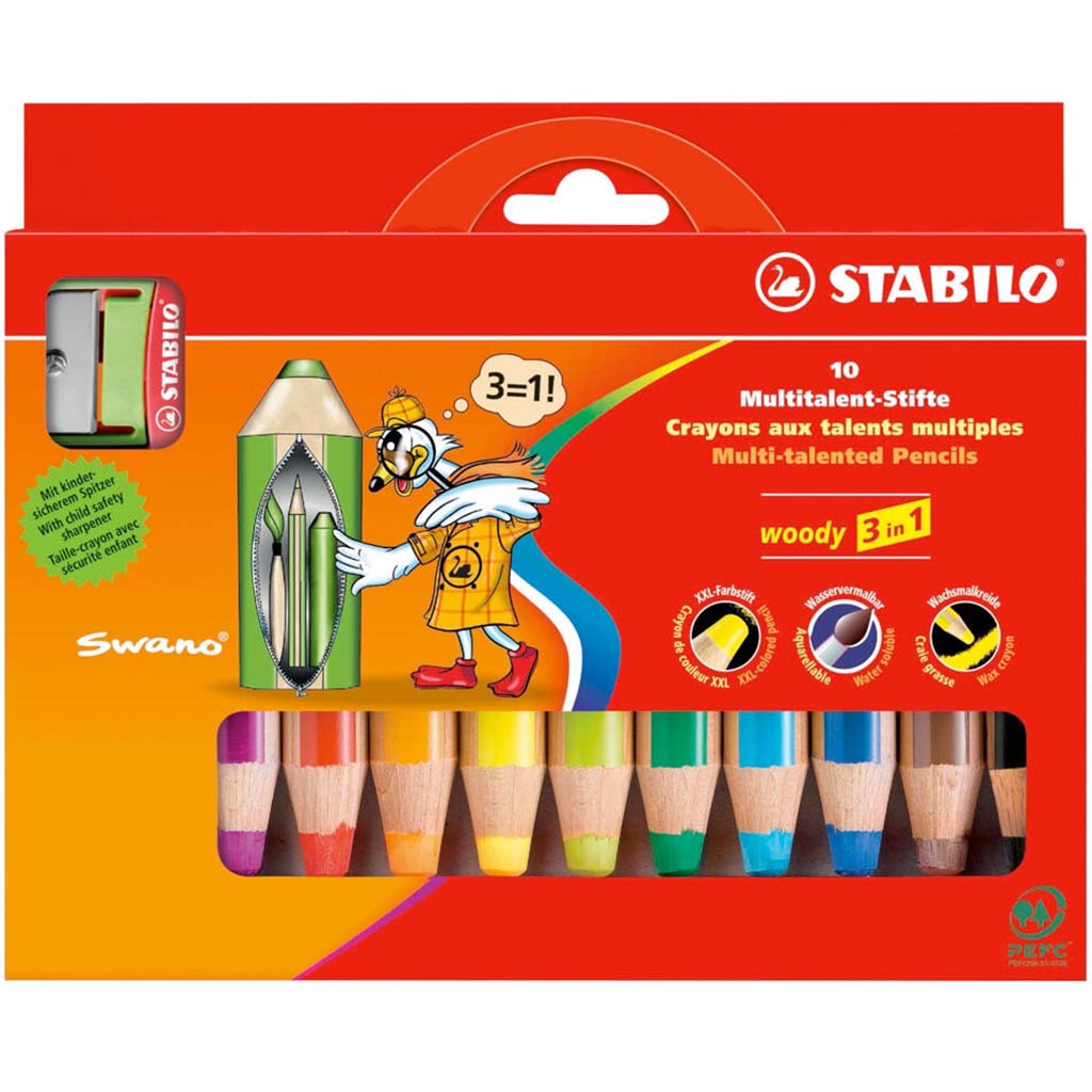 Woody Set of 10 with Sharpener