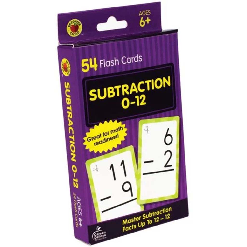 Subtraction 0 to 12 Flash Cards