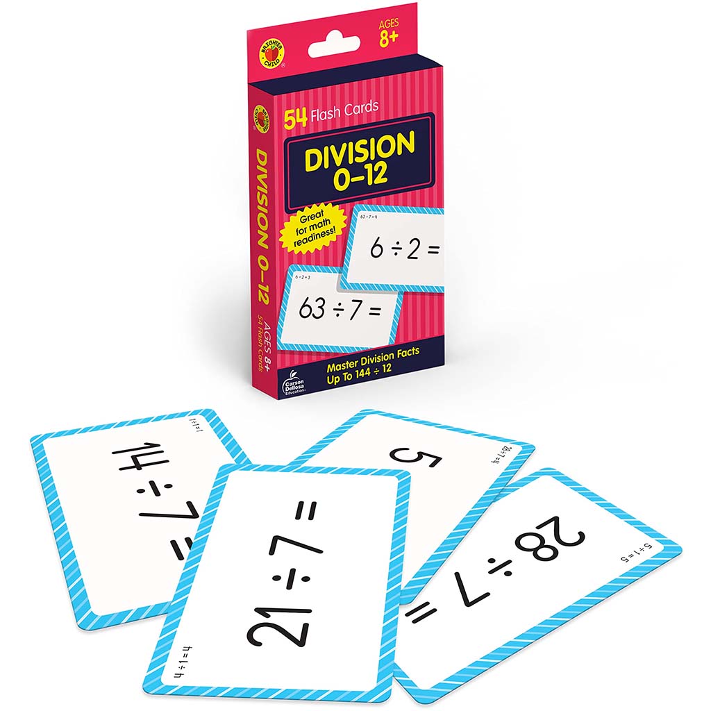 Division 0 to 12 Flash Cards