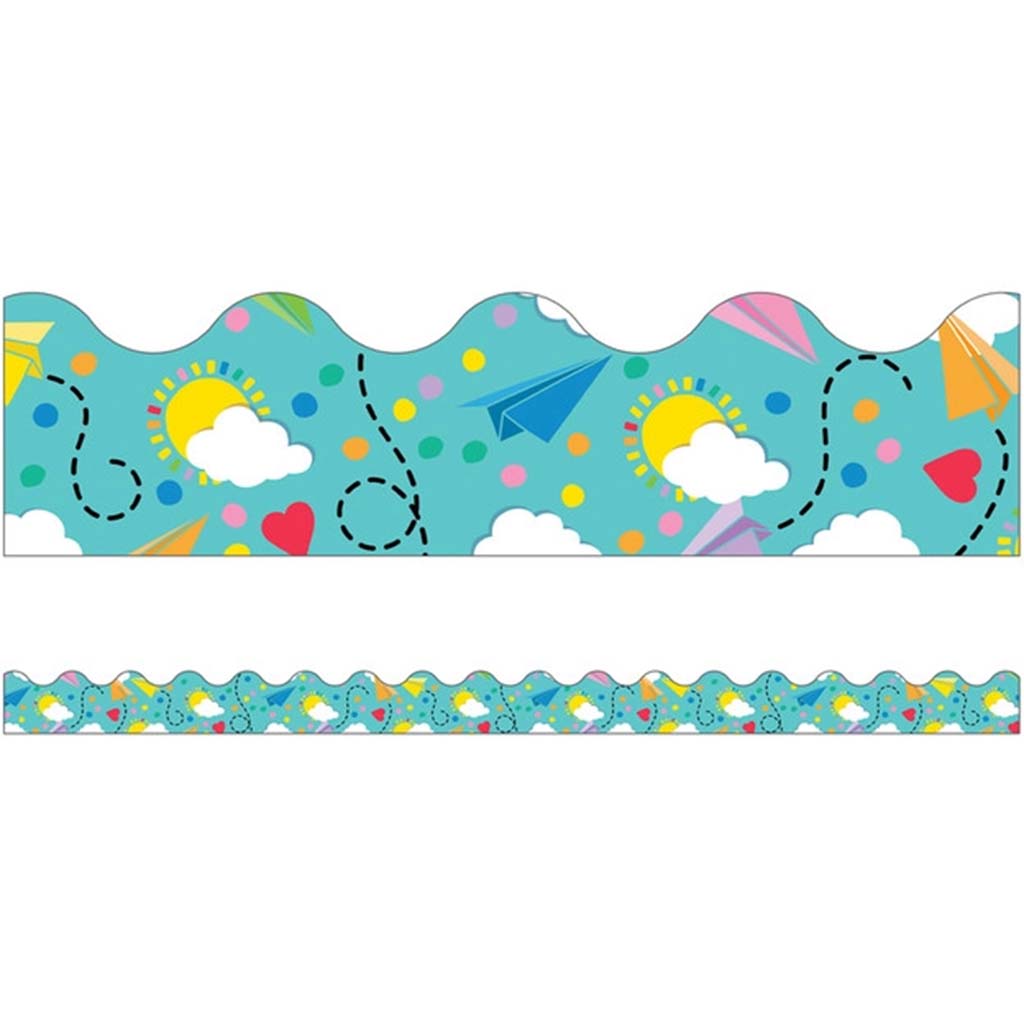 Paper Airplanes Scalloped Borders, 39ft