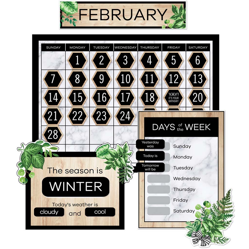 Simply Boho Calendar Bulletin Board Set