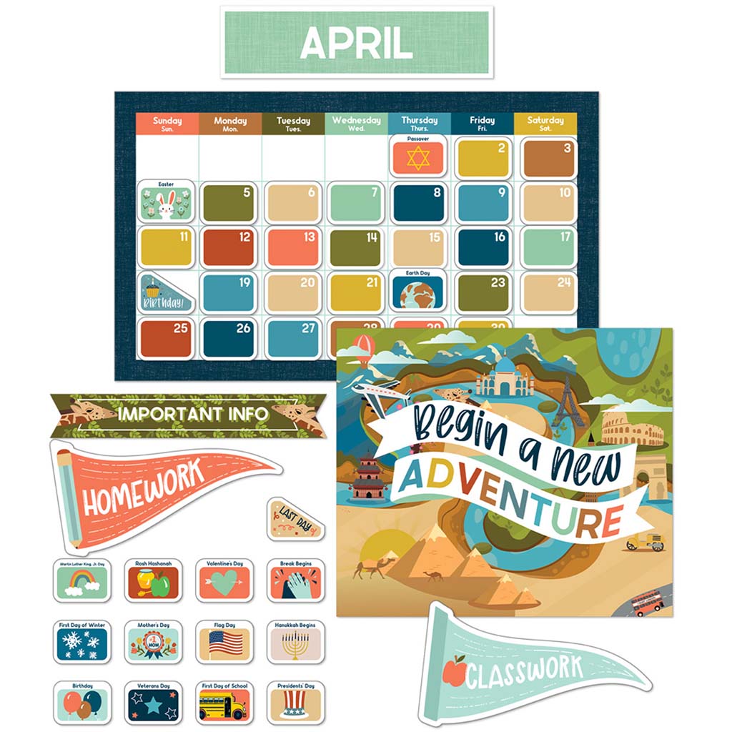 Let's Explore Calendar Bulletin Board Set