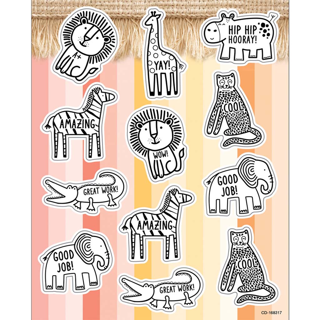 Safari Animals Shape Stickers