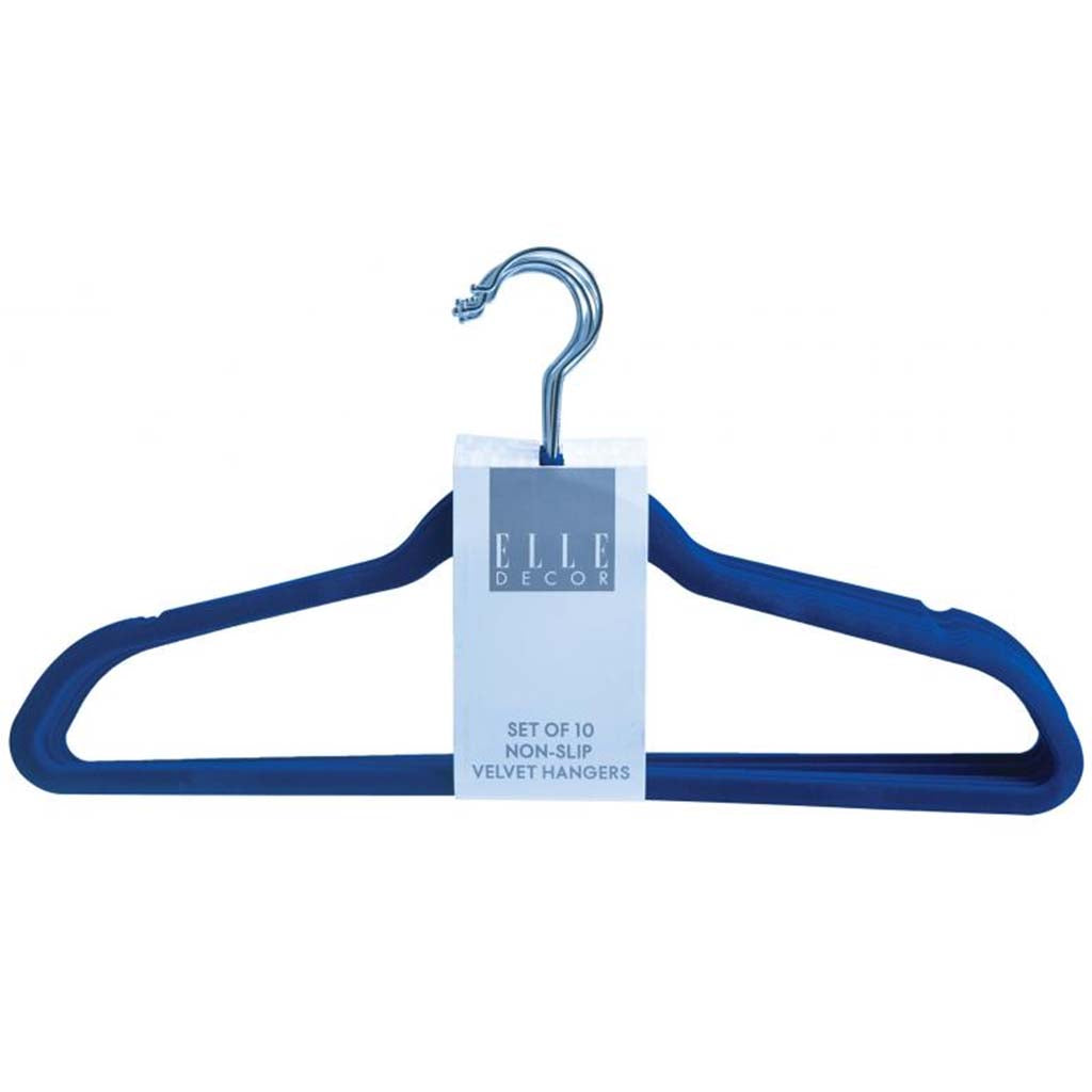 Non-Slip Velvet Hangers Set of 10, Navy