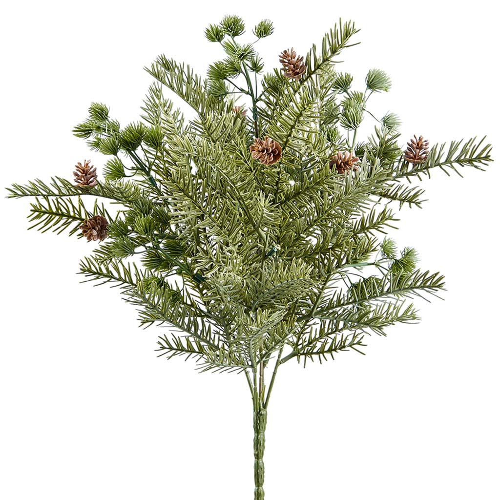 Mixed Pine Bush x5 With Pine Cone Green Gray, 19in