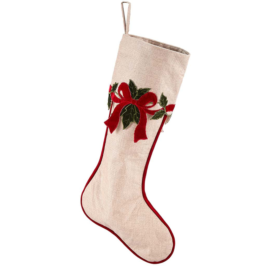 Holly Stocking Red Green, 25in