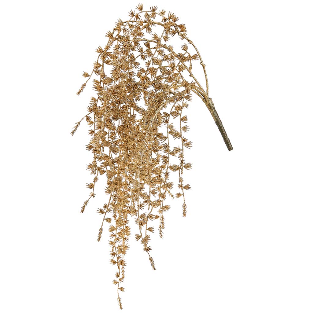 Glittered Pine Hanging Bush Gold, 26in