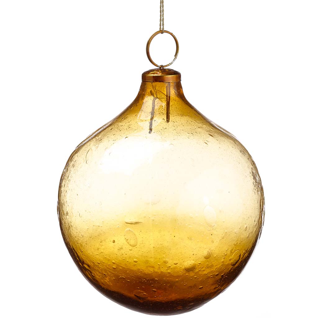 Glass Ball Ornament Blue, 5in H x 4in D