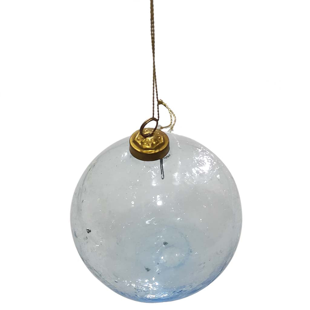 Glass Ball Ornament Blue, 5in H x 4in D