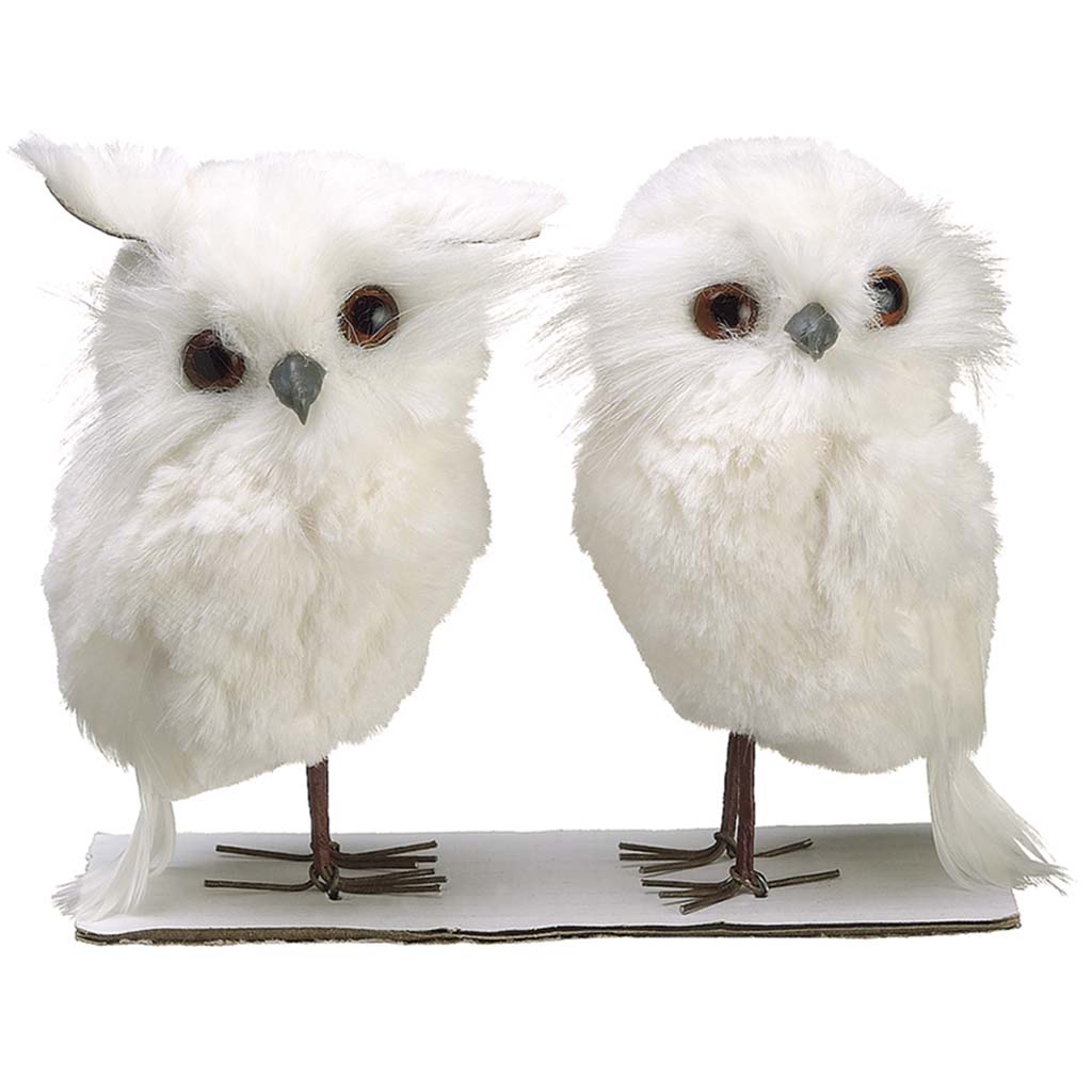 Snow Owl Set of 2 White, 4.9in