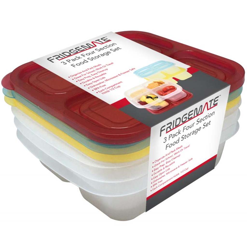 Fridgemate 3Pk 4 Section Food Storage Set