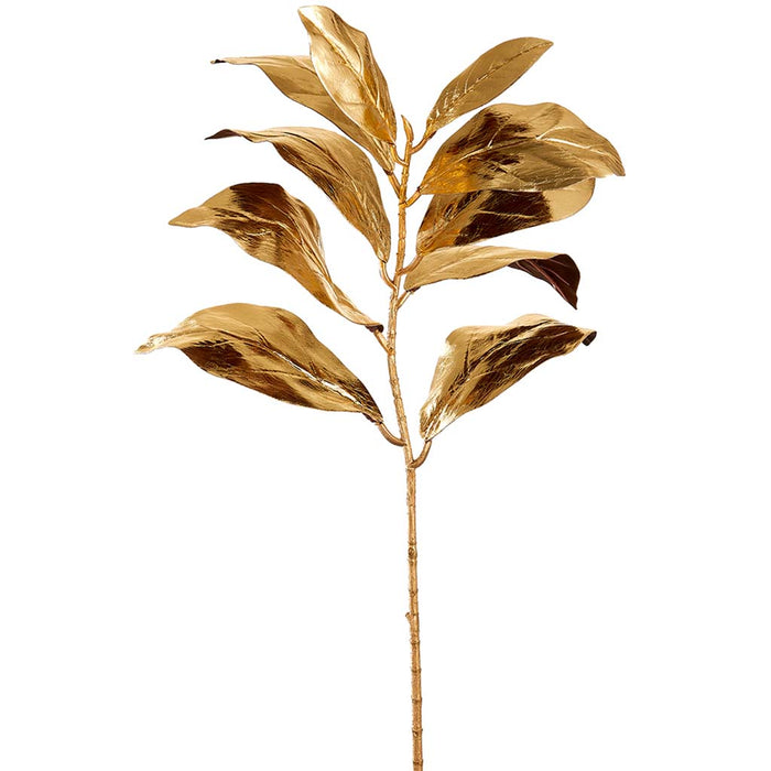 Metallic Magnolia Leaf Spray Gold, 32in