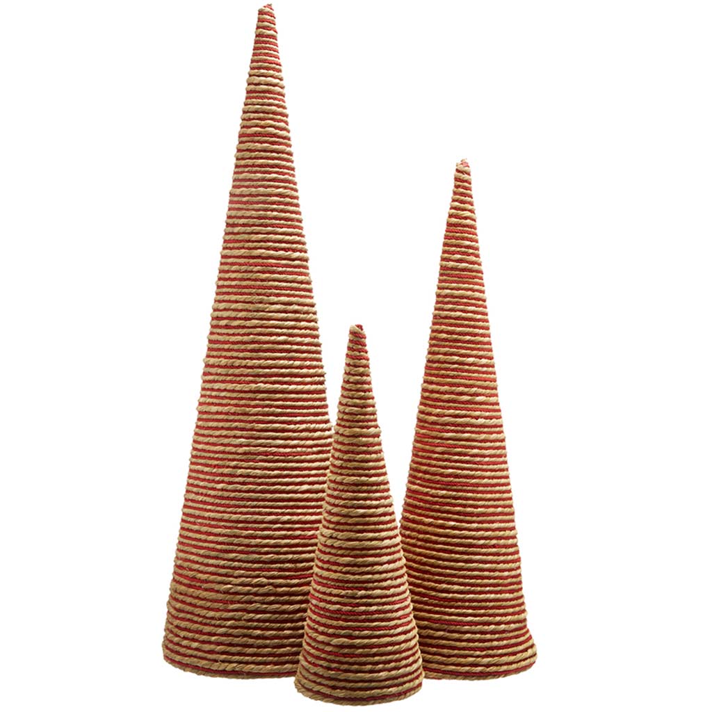 Cone Topiary (3 Each/ Set) Red Beige 12in-24in
