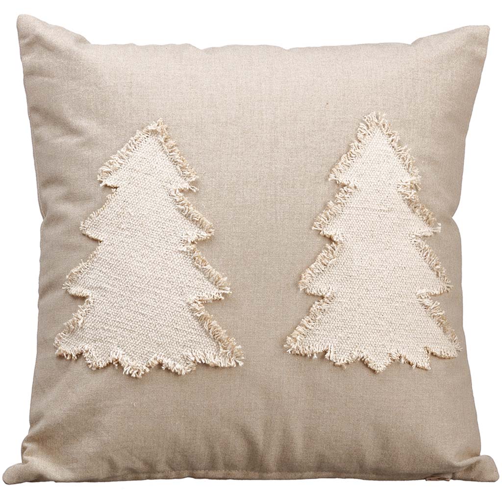 Tree Pillow Beige 16in W x 16in L