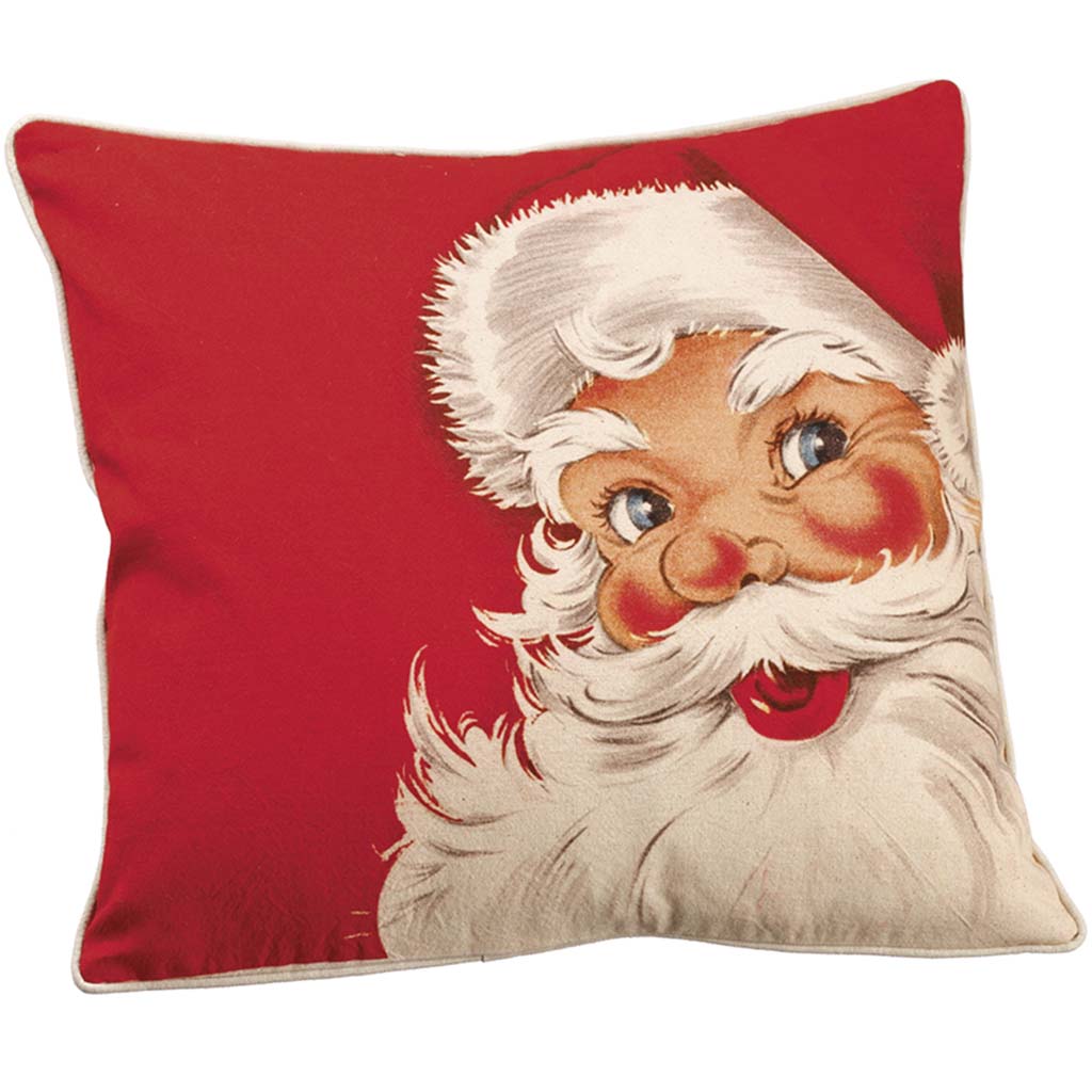 Santa Pillow Red Beige 16in W x 16in L